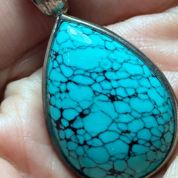 WK Whitney Kelly Turquoise Pendant Teardrop Shaped 925 Sterling 5423 B - Picture 6 of 12